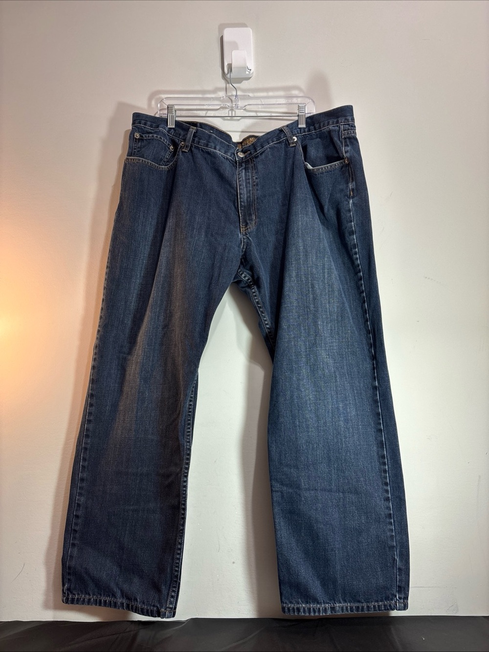 Blue Pronto Uomo Classic Men's Dark Blue Straight-Leg Jeans. J-85